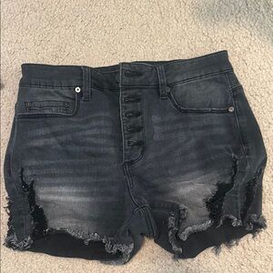 Rewash Black Distressed Jean Shorts Edgy Style